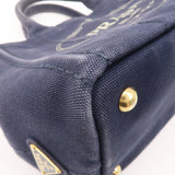 Prada Canapa Mini Canvas 2Way Tote Bag Hand Bag Navy 1BG439
