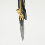 Prada Logo Leather Ribbon Pouch Cosmetics Bag NERO Black