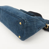 Prada Denim Leather 2Way Bag Hand Shoulder Bag Blue BN2069