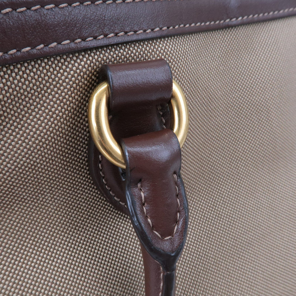 Prada Logo Jacquard Leather Tote Bag Beige Brown 1BG158