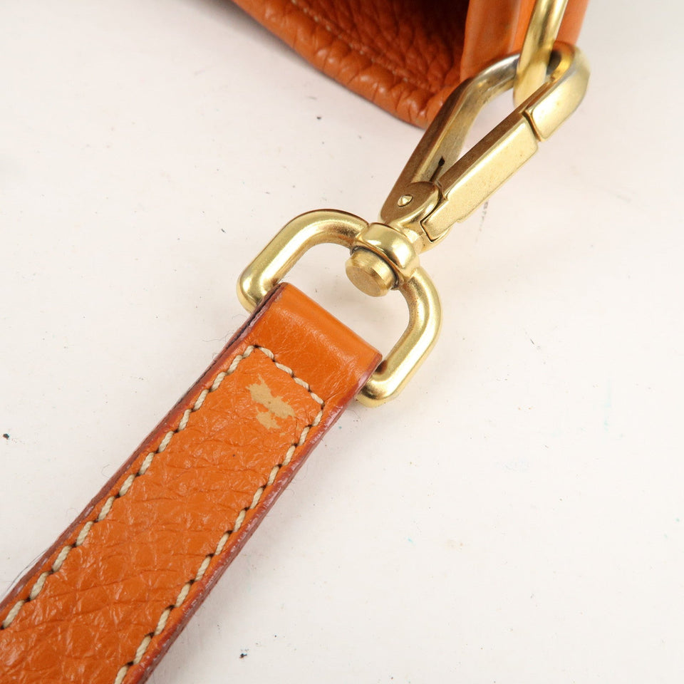 Prada Logo Jacquard Leather 2Way Hand Bag Beige Orange BN1453