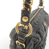 Prada Leather Chain Gather Shoulder Bag NERO Black