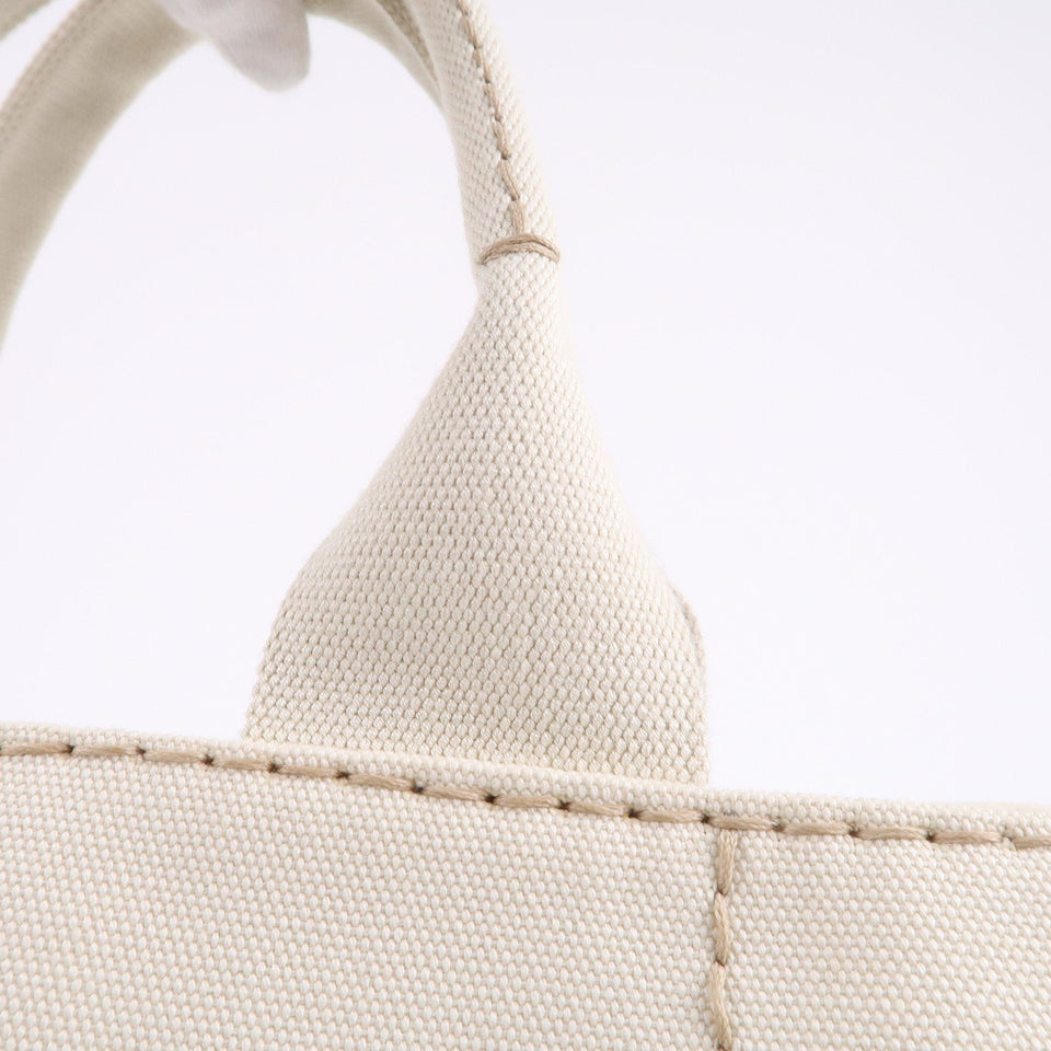 Prada Canapa Canvas Tote Bag Hand Bag Ivory BN1877