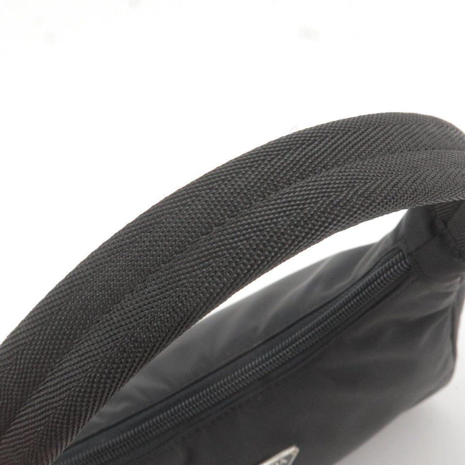 Prada Logo Nylon Hand Bag Pouch Purse NERO Black