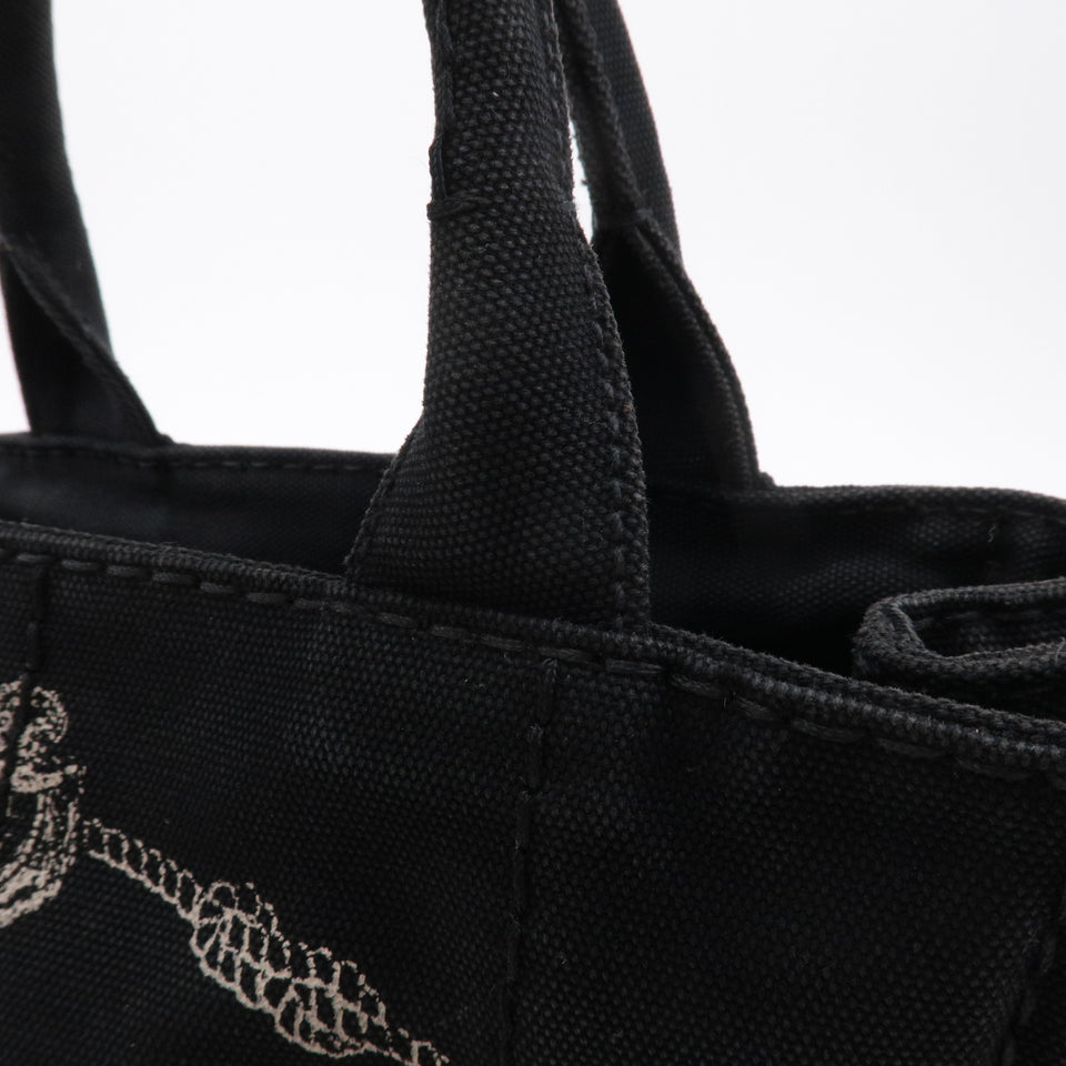 Prada Canapa Mini Canvas Tote Bag Hand Bag Black