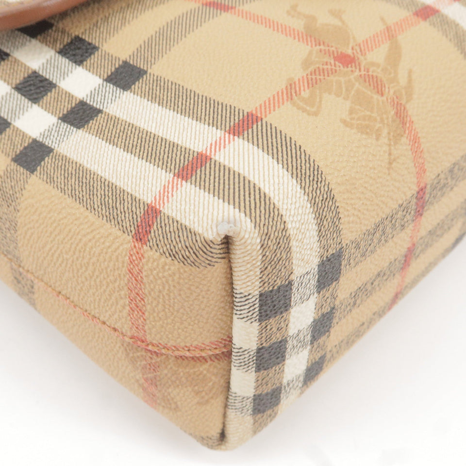 BURBERRY Nova Plaid PVC Leather Shoulder Bag Beige Brown