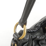 Prada Logo Leather Shoulder Bag With Tassel Black