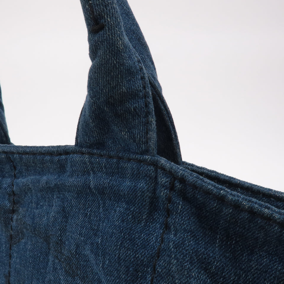 Prada Canapa Large Canvas Tote Bag Hand Bag Denim Blue B1872B