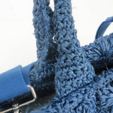 Prada Raffia Canapa 2Way Bag Hand Bag Shoulder Bag Blue BN2888