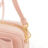 Prada Logo Ribbon Leather Shoulder Bag Mini Purse Pink 1NF674