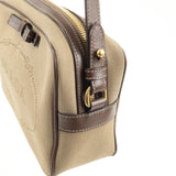 Prada Logo Jacquard Leather Shoulder Bag Beige Brown 1BH089