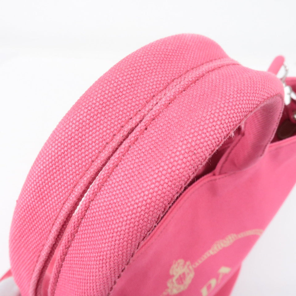 Prada Logo Canapa Canvas Leather Fabric 2Way Bag Pink 1BG163