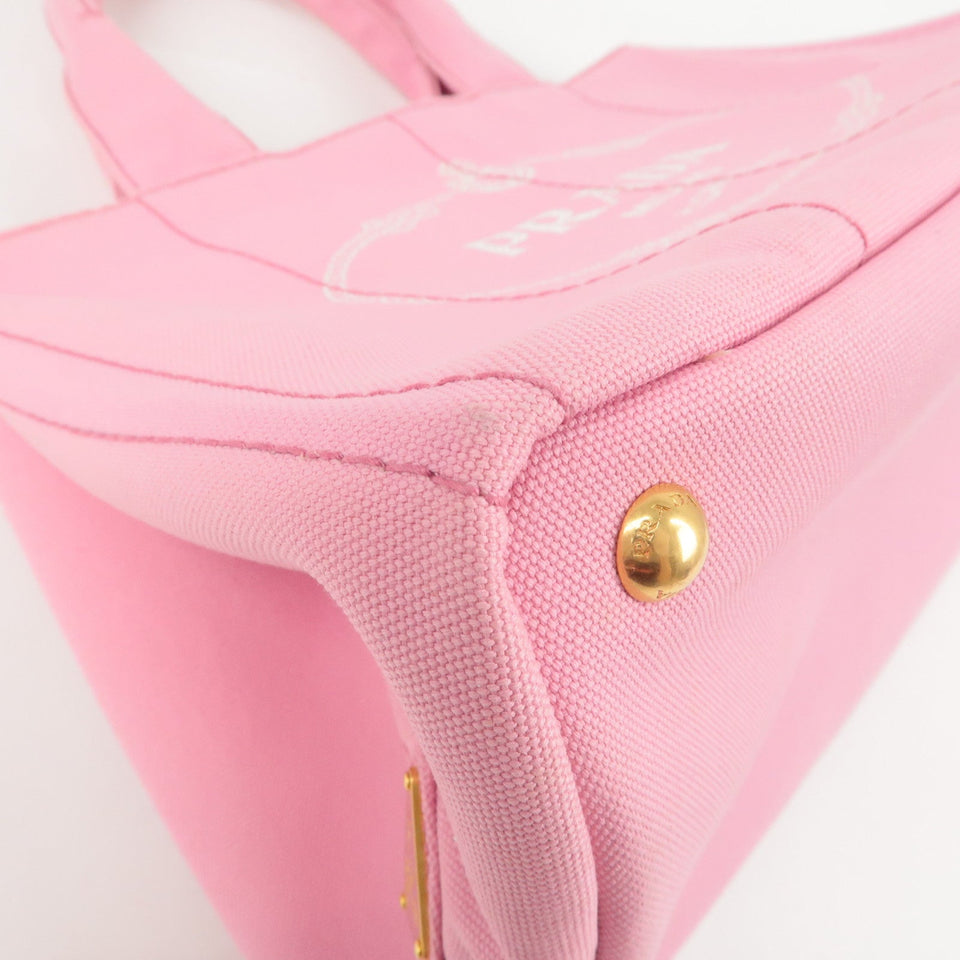 Prada Logo Canapa CanvasTote Bag Hand Bag Pink B1877B