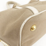 Prada Logo Jacquard Leather 2Way Bag Hand Bag Beige BN1841