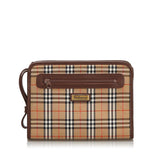 Burberry Brown Canvas Fabric Haymarket Check Clutch Bag United Kingdom