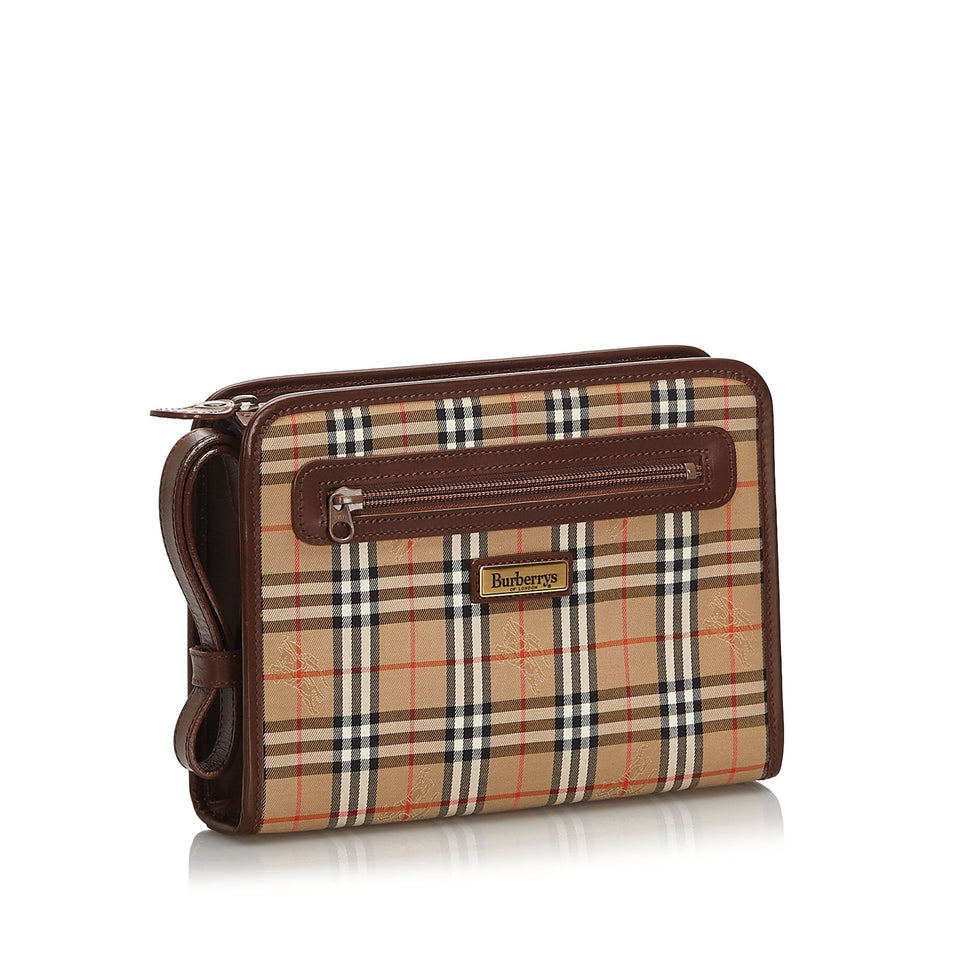 Burberry Brown Canvas Fabric Haymarket Check Clutch Bag United Kingdom