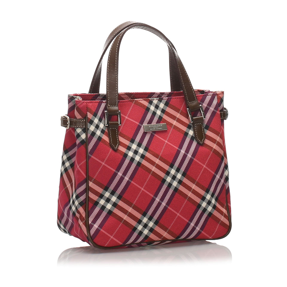 Burberry Red Wool Fabric Nova Check Handbag United Kingdom