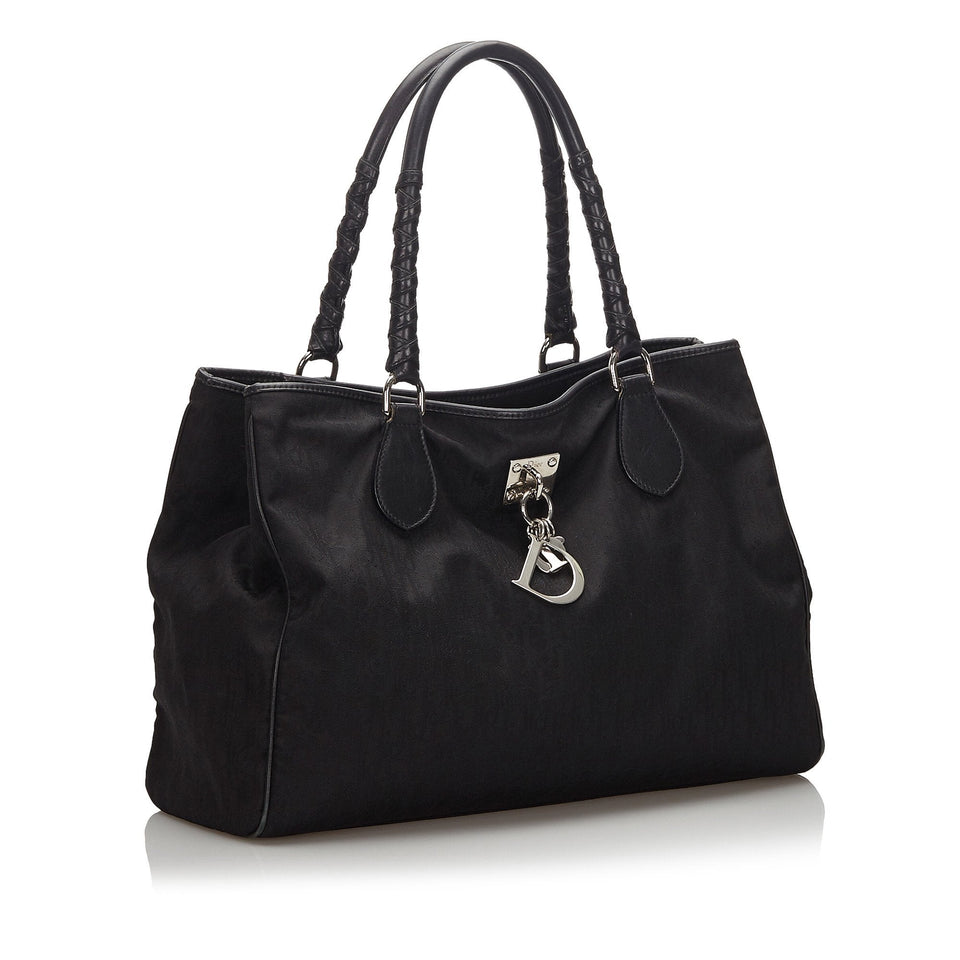 Dior Black Canvas Fabric Oblique Lovely Tote Bag Italy