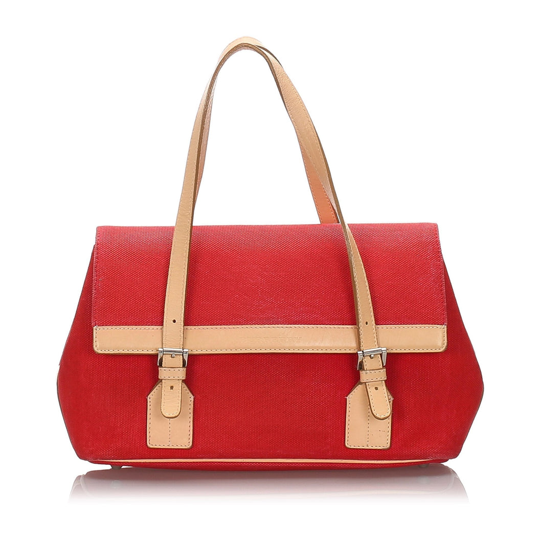 Burberry Red Canvas Fabric Shoulder Bag United Kingdom