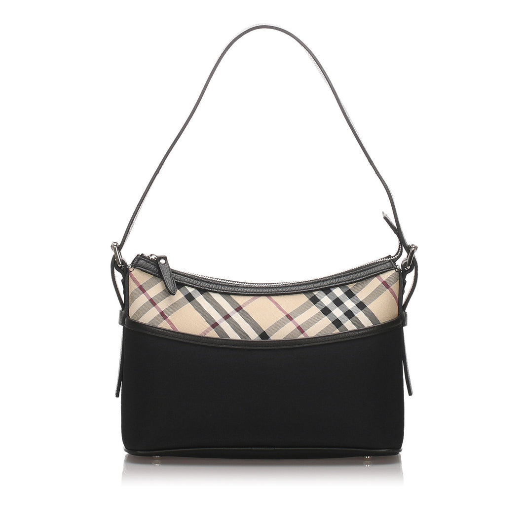 Burberry Black Nylon Fabric Nova Check Shoulder Bag United Kingdom