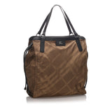 Burberry Brown Nylon Fabric Plaid Buckleigh Tote Bag United Kingdom