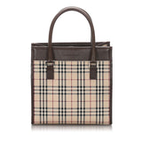 Burberry Brown Beige Canvas Fabric House Check Tote Bag United Kingdom