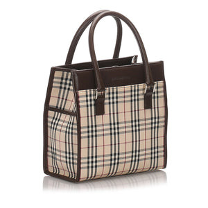Burberry Brown Beige Canvas Fabric House Check Tote Bag United Kingdom
