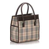 Burberry Brown Beige Canvas Fabric House Check Tote Bag United Kingdom