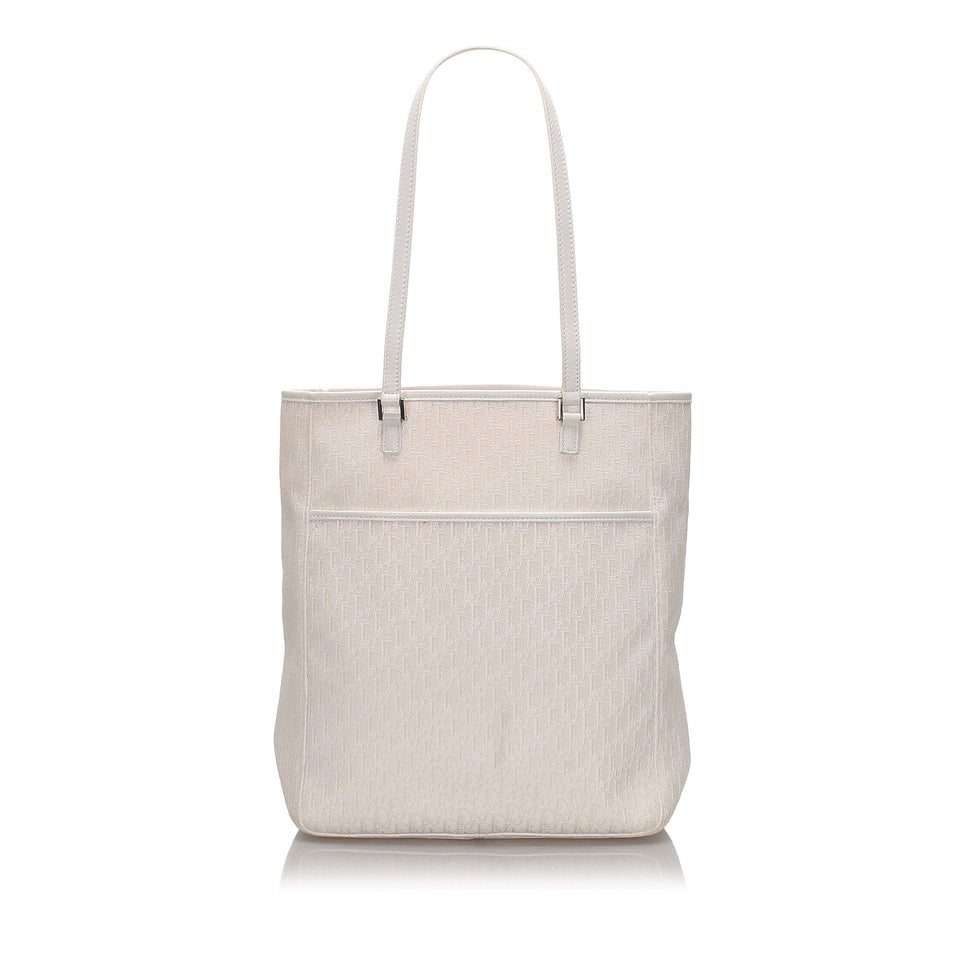 Dior White Canvas Fabric Oblique Tote Bag France