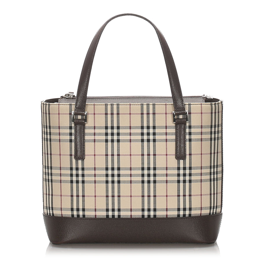 Burberry Brown Beige Canvas Fabric House Check Handbag United Kingdom
