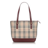 Burberry Brown Beige Canvas Fabric House Check Tote Bag United Kingdom