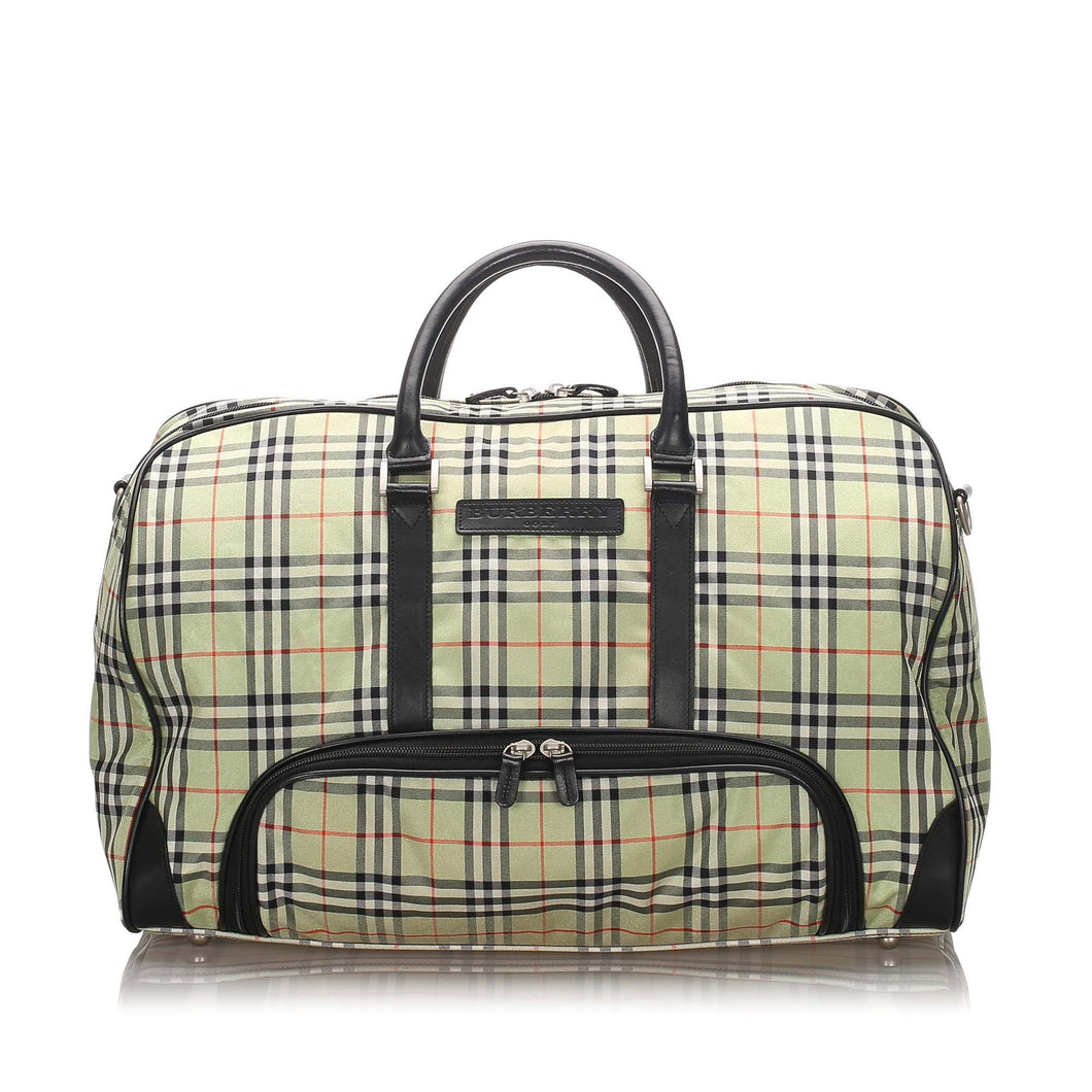 Burberry Brown Canvas Fabric House Check Travel Bag United Kingdom