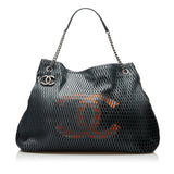 Black Chanel CC Perforated Leather Tote Bag