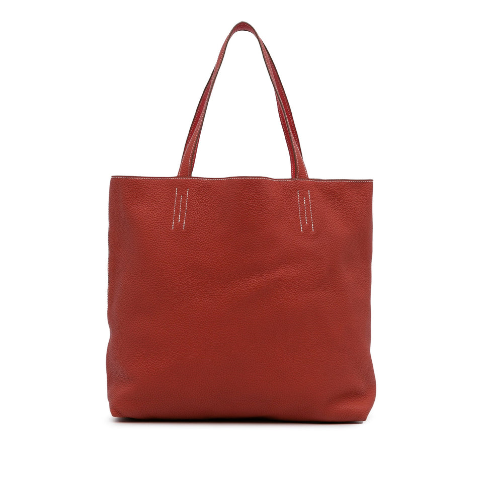 Red Hermes Clemence Double Sens 36 Tote Bag