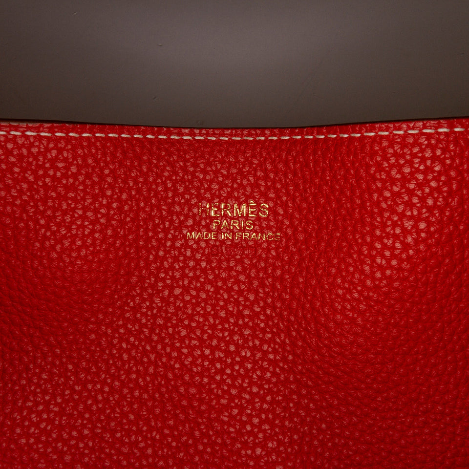 Red Hermes Clemence Double Sens 36 Tote Bag