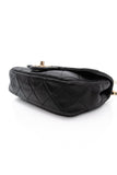 CHANEL Small Black Crystal Pearls Chain Lambskin Quilted Flap Bag