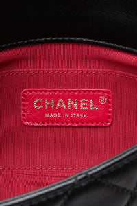 CHANEL Small Black Crystal Pearls Chain Lambskin Quilted Flap Bag