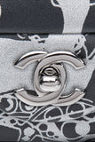CHANEL 22C Black Silver Printed Lambskin Leather Rectangular Mini Flap Bag