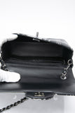 CHANEL 22C Black Silver Printed Lambskin Leather Rectangular Mini Flap Bag