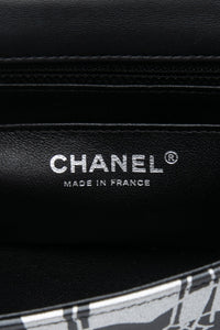 CHANEL 22C Black Silver Printed Lambskin Leather Rectangular Mini Flap Bag