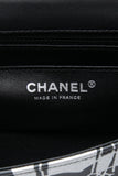 CHANEL 22C Black Silver Printed Lambskin Leather Rectangular Mini Flap Bag
