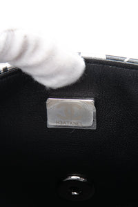 CHANEL 22C Black Silver Printed Lambskin Leather Rectangular Mini Flap Bag