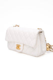 CHANEL White Lambskin Quilted Mini Rectangular Pearl Crush Flap Bag