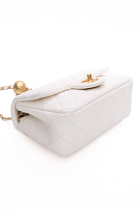 CHANEL White Lambskin Quilted Mini Rectangular Pearl Crush Flap Bag