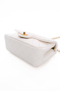 CHANEL White Lambskin Quilted Mini Rectangular Pearl Crush Flap Bag