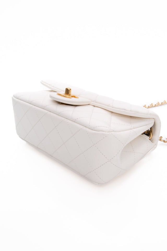 CHANEL White Lambskin Quilted Mini Rectangular Pearl Crush Flap Bag