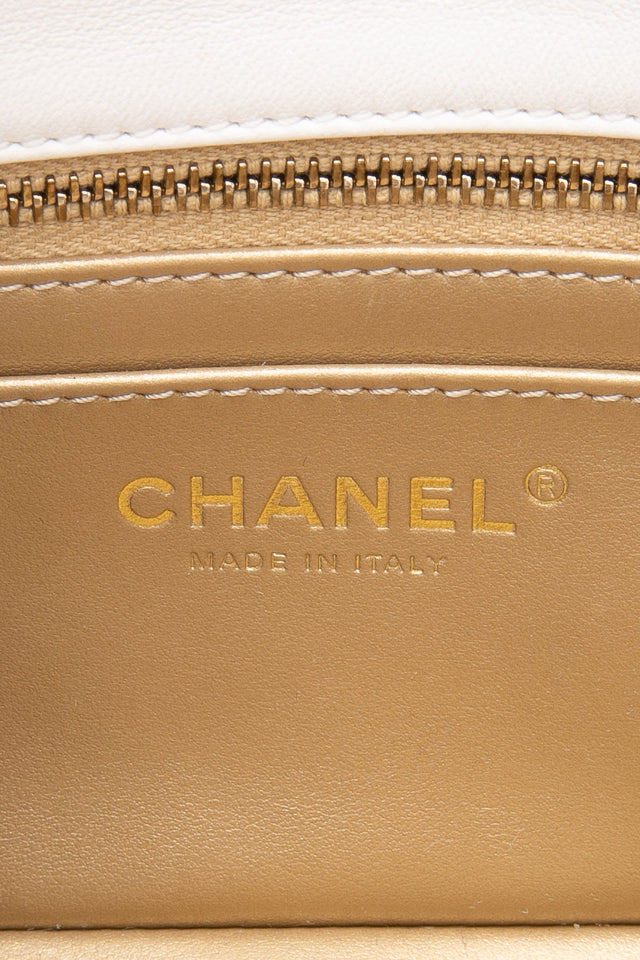 CHANEL White Lambskin Quilted Mini Rectangular Pearl Crush Flap Bag