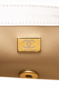 CHANEL White Lambskin Quilted Mini Rectangular Pearl Crush Flap Bag