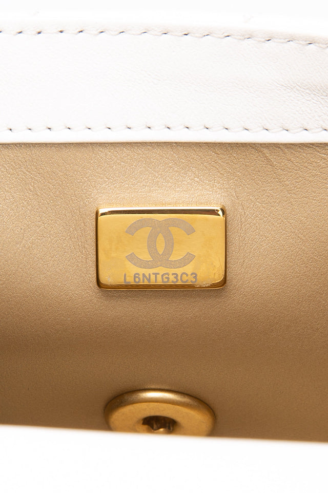CHANEL White Lambskin Quilted Mini Rectangular Pearl Crush Flap Bag