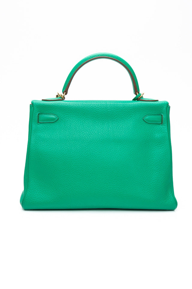 HERMES Menthe Green Kelly 32 Clemence Leather with Gold Hardware